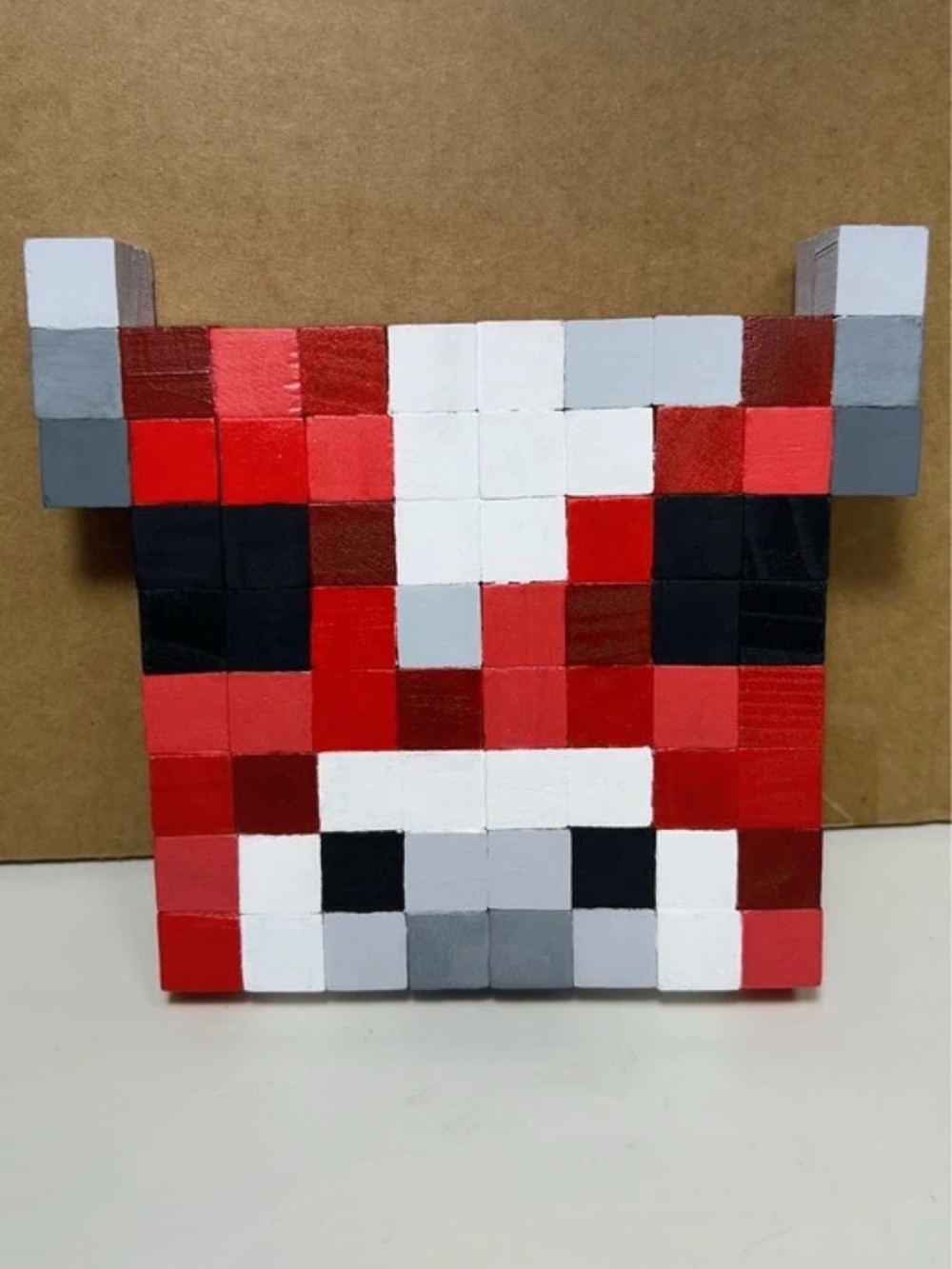 Handmade Minecraft Mooshroom Face ~5.5" Wall Desk Decor Display
